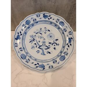 Antique COLLN MEISSEN 1 Sword Mark BLUE ONION Chop Plate Platter 13.5" GERMANY